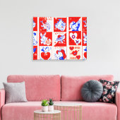 バレンタインレトロラブハグズキュートパターン キャンバスプリント (インサイチュ (リビング))