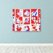 バレンタインレトロラブハグズキュートパターン キャンバスプリント (インサイチュ (ウッドフロア))