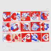 バレンタインレトロラブハグズキュートパターン ゴルフタオル (横)