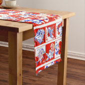 バレンタインレトロラブハグズキュートパターン ショートテーブルランナー (インサイチュ)