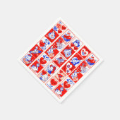 バレンタインレトロラブハグズキュートパターン スタンダードカクテルナプキン (角)