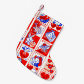 バレンタインレトロラブハグズキュートパターン スモールクリスマスストッキング (正面 (吊り時))