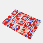 バレンタインレトロラブハグズキュートパターン ドアマット (アングル)