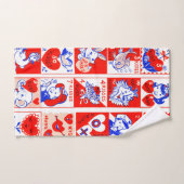 バレンタインレトロラブハグズキュートパターン バスタオルセット (ハンドタオル)