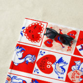 バレンタインレトロラブハグズキュートパターン ビーチタオル (インサイチュ)