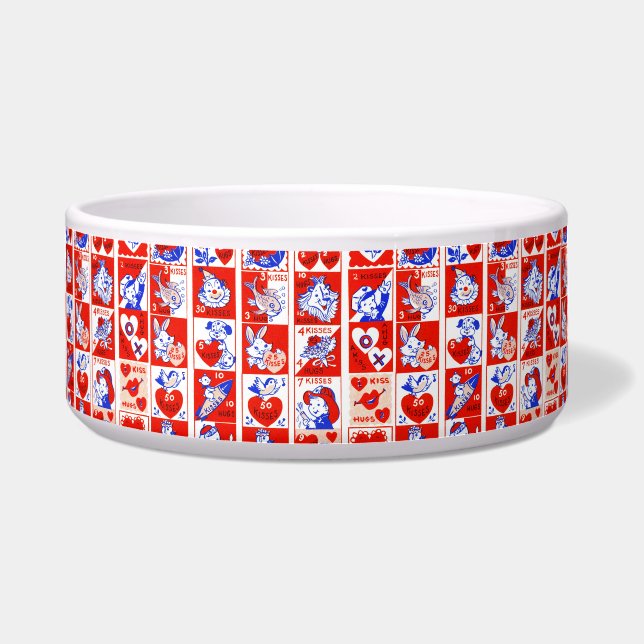 バレンタインレトロラブハグズキュートパターン ボウル (正面)