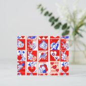 バレンタインレトロラブハグズキュートパターン ポストカード (スタンド正面)