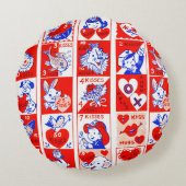 バレンタインレトロラブハグズキュートパターン ラウンドクッション (裏面)