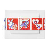 バレンタインレトロラブハグズキュートパターン 招待状ベリーバンド (正面例)