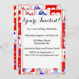 バレンタインレトロラブハグズキュートパターン 招待状