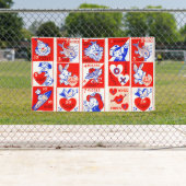 バレンタインレトロラブハグズキュートパターン 横断幕 (インサイチュ)