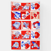 バレンタインレトロラブハグズキュートパターン 横断幕 (縦)