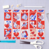 バレンタインレトロラブハグズキュートパターン 薄葉紙 (クラフト)