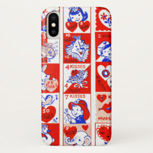 バレンタインレトロラブハグズキュートパターン iPhone X ケース