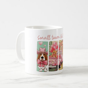 バレンタインロマンスとバセット・ハウンド コーヒーマグカップ