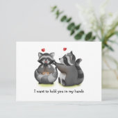 バレンタインロマンチックなアライグマカップルのグリーティングカード カード (スタンド正面)