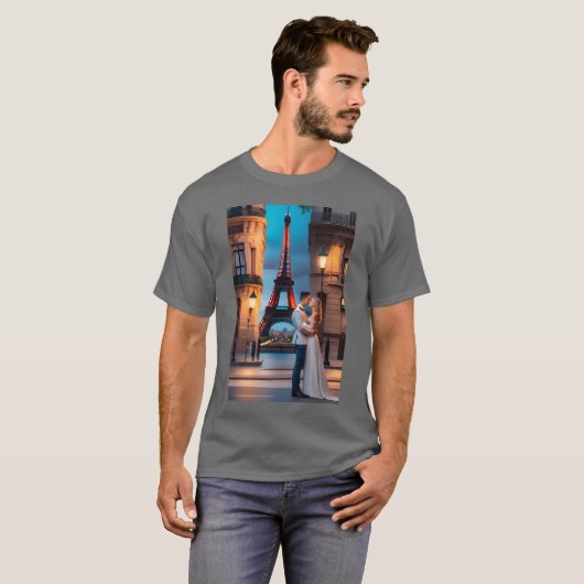 バレンタインロマンチッククラシックデザイン レトロ Tシャツ (正面フル)