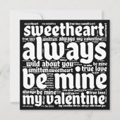 バレンタインロマンティックワードアートホワイト文字ブラック シーズンカード (正面)