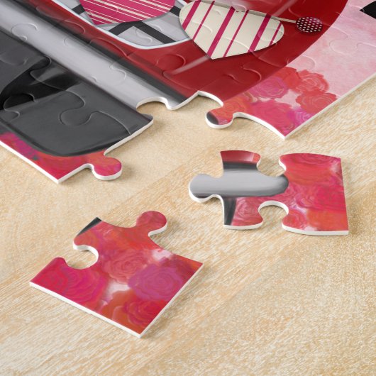 バレンタイン付きハートのセントバーナードドッグ ジグソーパズル (側面)