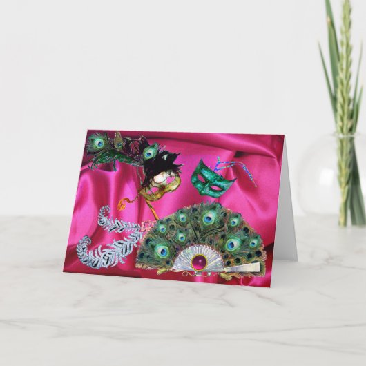 バレンタイン仮装パーティーマスク，孔雀ファン シーズンカード (正面)