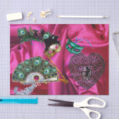 バレンタイン仮装マスク,レースハート,孔雀ファン 薄葉紙 (クラフト)