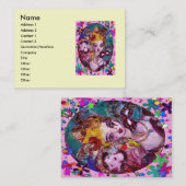 バレンタイン仮装マスク,紙吹雪,ピンク紫 名刺 (正面/裏面)