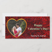 バレンタイン写真名金ゴールドハート赤抽象芸術カード (正面)