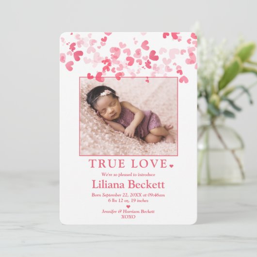 バレンタイン写真誕生のお知らせ 案内状 (スタンド正面)