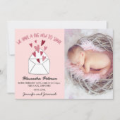 バレンタイン出生発表カードの封筒ハート 案内状 (正面)