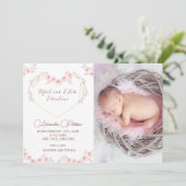 バレンタイン出生発表カード白エレガント色 案内状 (スタンド正面)