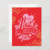 バレンタイン刑務所長距離ことわざピンク シーズンポストカード (正面/裏面)