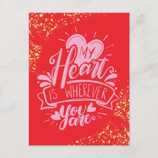 バレンタイン刑務所長距離ことわざピンク シーズンポストカード (正面)