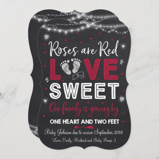 バレンタイン妊娠の発表ベビーの発表 シーズンカード (正面/裏面)