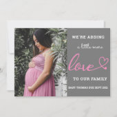 バレンタイン妊娠ベビーの発表ピンクハート シーズンカード (正面)