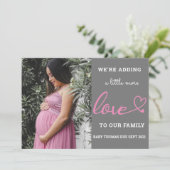 バレンタイン妊娠ベビーの発表ピンクハート シーズンカード (スタンド正面)