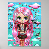 バレンタイン妖精ピンクヘアチョコレートキスビッグアイ ポスター (正面)