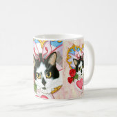 バレンタイン妖精猫のタキシード猫のファンタジーの芸術のマグ コーヒーマグカップ (正面右)