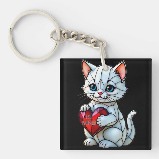 バレンタイン子猫 キーホルダー (正面)