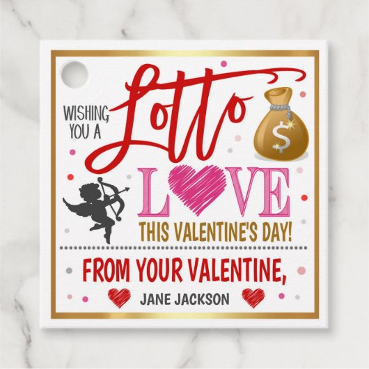 バレンタイン宝くじチケットギフトラベル フェイバータグ (正面)