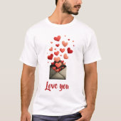 バレンタイン封筒デザイン ラブユー Tシャツ (正面)