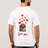 バレンタイン封筒デザイン ラブユー Tシャツ (裏面)