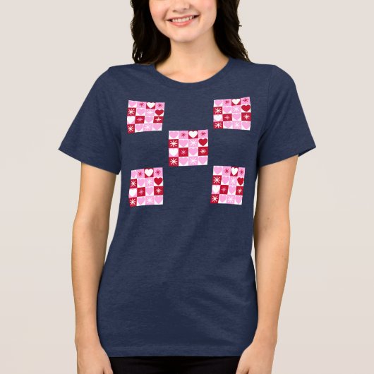 バレンタイン市松模様 トライブレンドTシャツ (正面)