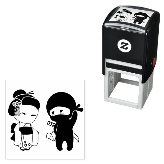 バレンタイン忍者と芸者 セルフインキングスタンプ (インサイチュ)