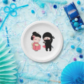 バレンタイン忍者と芸者 ペーパープレート (パーティー)