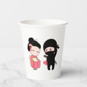 バレンタイン忍者と芸者 紙コップ (正面)