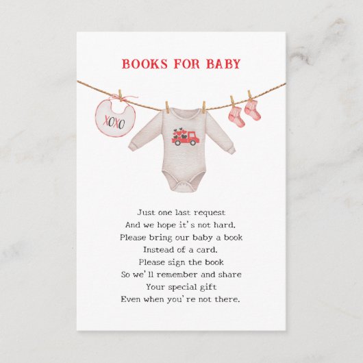 バレンタイン恋人の男の子の赤ちゃんシャワー本のリクエスト エンクロージャーカード (正面)