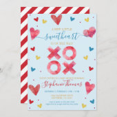 バレンタイン恋人の男の子の赤ちゃんシャワー 招待状 (正面/裏面)