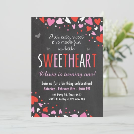 バレンタイン恋人の誕生日パーティーへの招待 招待状 (スタンド正面)