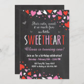 バレンタイン恋人の誕生日パーティーへの招待 招待状 (正面/裏面)