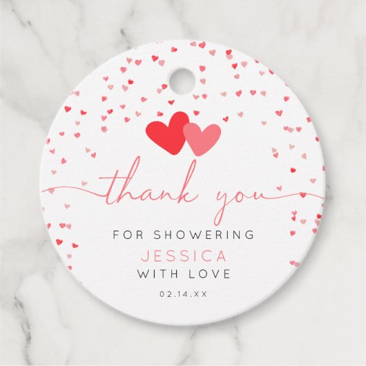 バレンタイン恋人の赤ちゃんシャワーお願いギフトラベル フェイバータグ (正面)